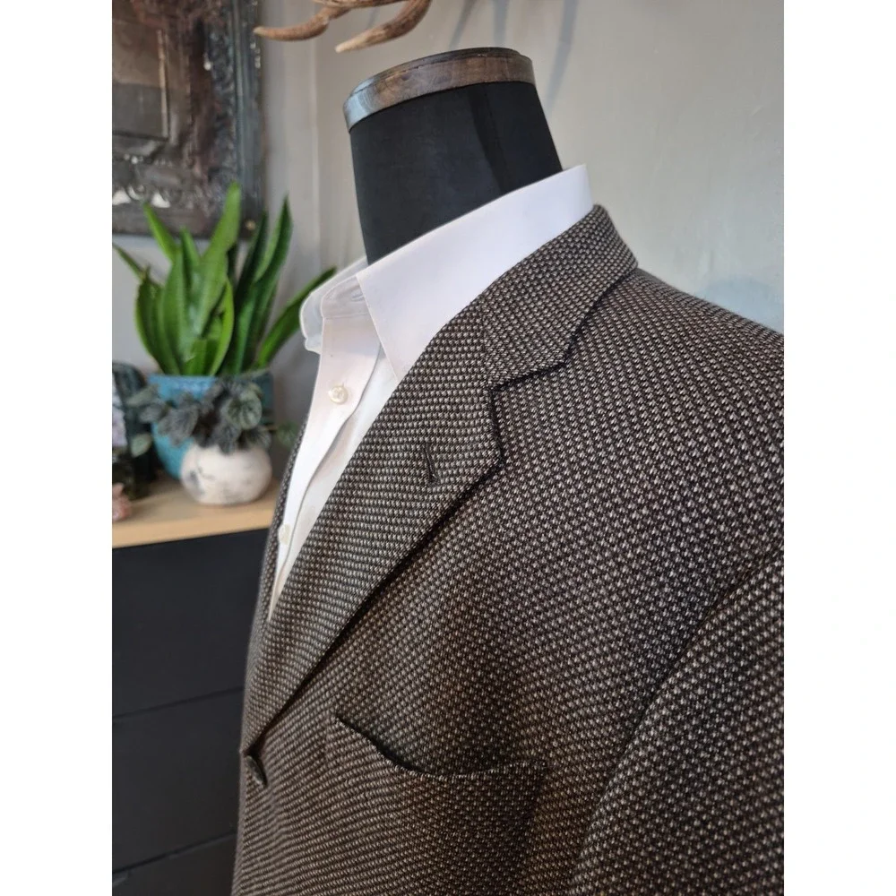 Joseph Abboud Mens Wool Sports Coat 43L Brown Gray USA 3 Button Blazer H701